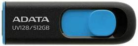 Флешка USB A-Data DashDrive UV128 512ГБ, USB3.0, черный и синий [auv128-512g-rbe]