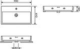 Накладная или настенная раковина Wellsee Graceful Pro 150903000 (70*41 см, прямоугольная, с отверстием под, фото 4