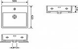 Накладная или настенная раковина Wellsee Graceful Pro 150902000 (50*42 см, прямоугольная, с отверстием под, фото 4