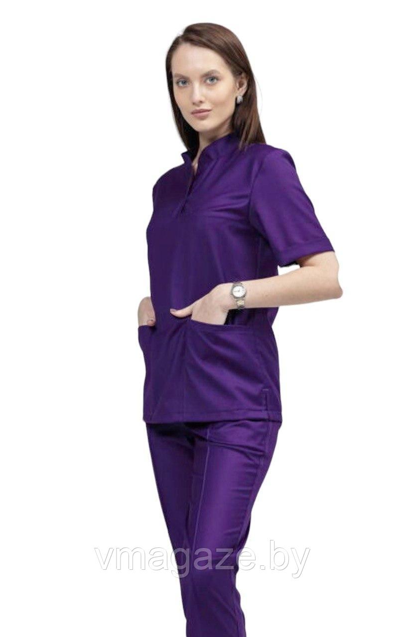Медицинский костюм женский (цвет фиолетовый) - фото 2 - id-p208834846