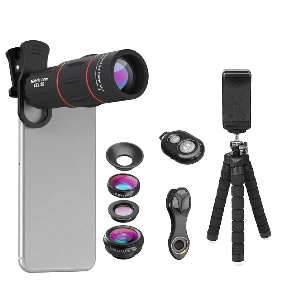 Комплект объективов Apexel 18x Telephoto 5-in-1 Kit для смартфона - фото 1 - id-p226744318