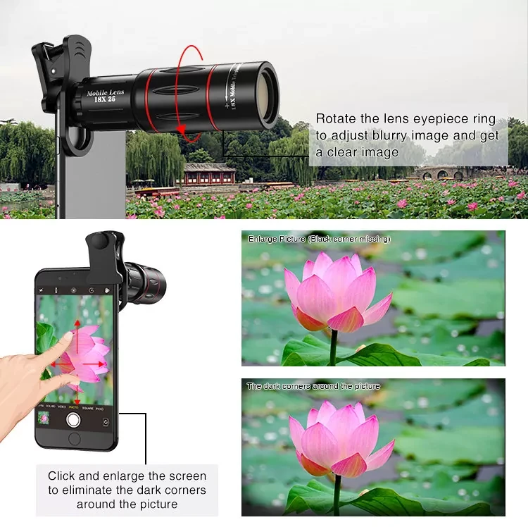 Комплект объективов Apexel 18x Telephoto 5-in-1 Kit для смартфона - фото 10 - id-p226744318