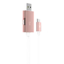 Кабель с карт-ридером Rock Space Micro USB OTG Розовое золото