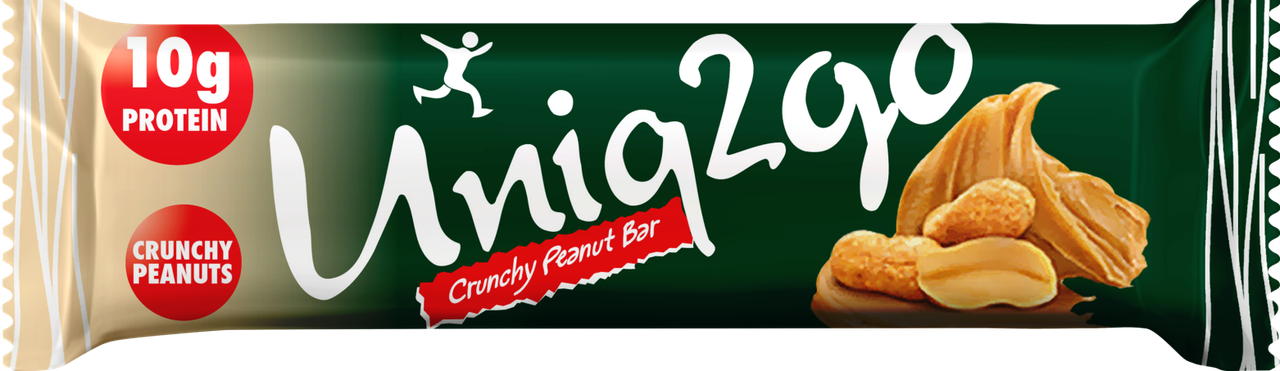 Батончик Uniq2go Crunchy Peanut bar, 40 г, арахисовая паста - фото 1 - id-p222636831