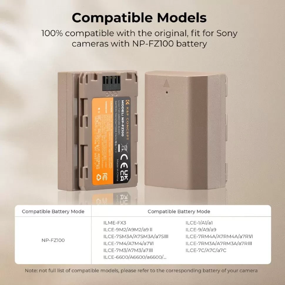 Комплект аккумуляторов K&F Concept NP-FZ100 Type-C (2шт) - фото 5 - id-p226743613