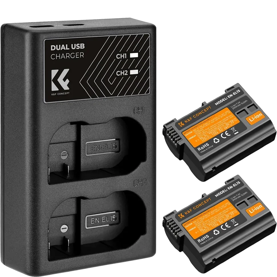 2 аккумулятора EN-EL15 + зарядное устройство K&F Concept KF28.0012 - фото 1 - id-p226743562