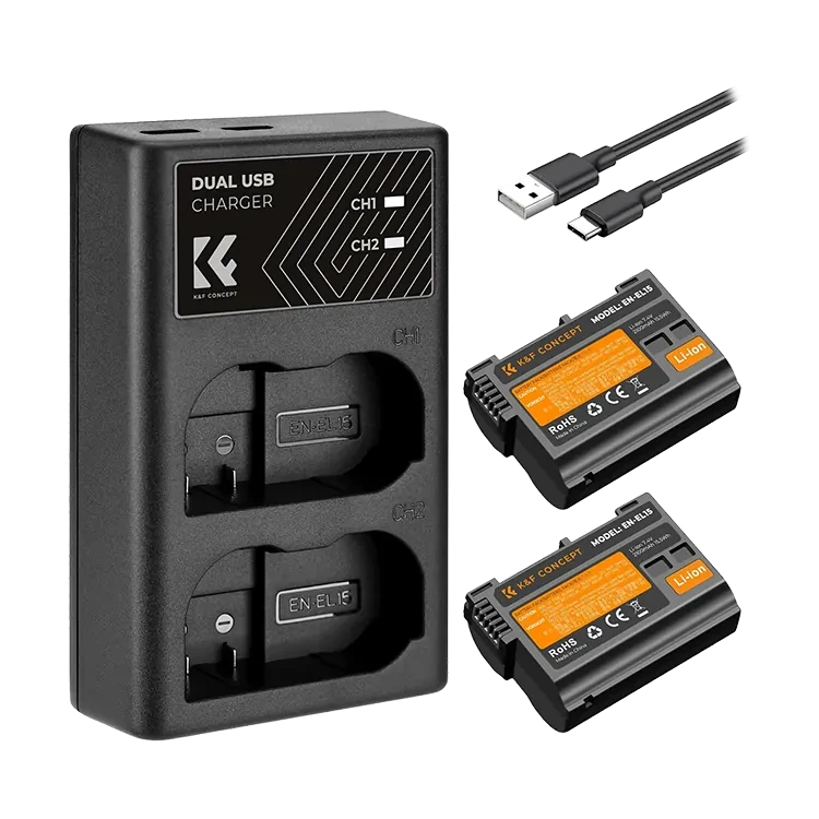 2 аккумулятора EN-EL15 + зарядное устройство K&F Concept KF28.0012 - фото 2 - id-p226743562