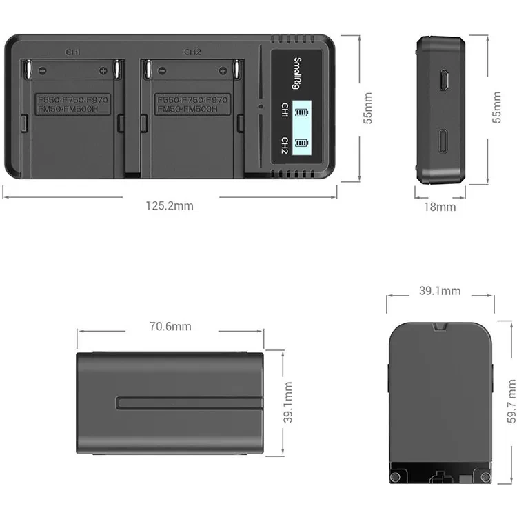 2 аккумулятора NP-F970 + зарядное устройство SmallRig 3823 - фото 6 - id-p226743590