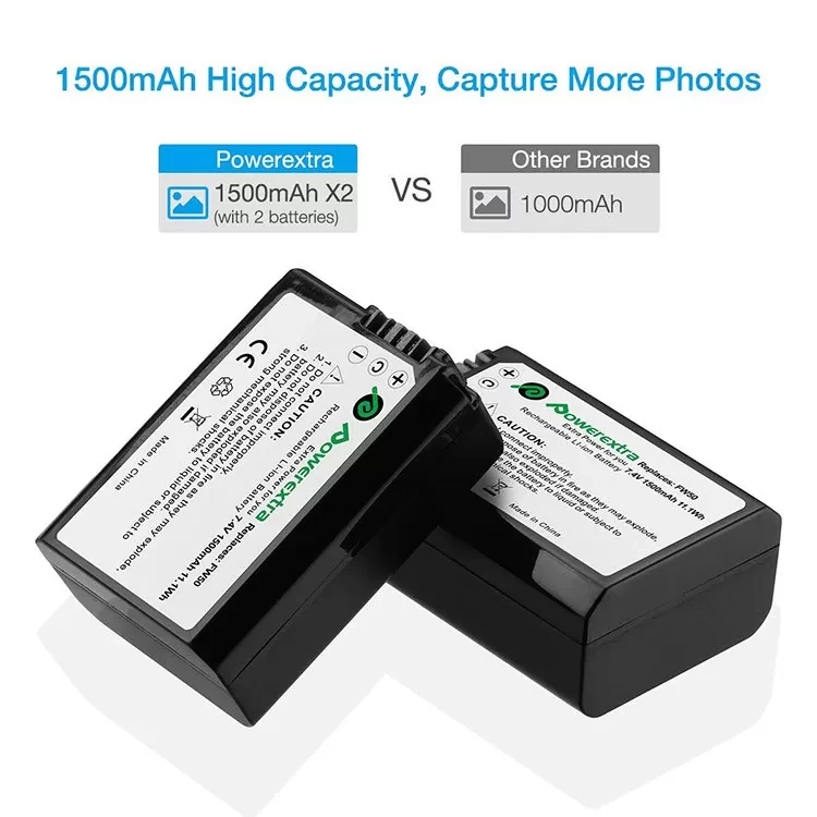 2 аккумулятора NP-FW50 + зарядное устройство Powerextra CO-7131 - фото 8 - id-p226743608