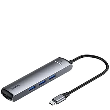 Хаб Baseus mechanical eye Six-in-one (HDMI, USB3.0, Ethernet port) Серый