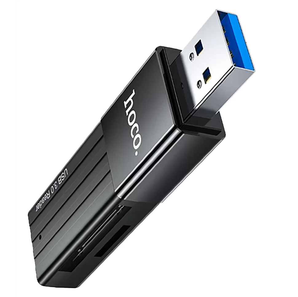 Кардридер HOCO HB20 Mindful USB 3.0 SD/microSD Чёрный - фото 1 - id-p226761458