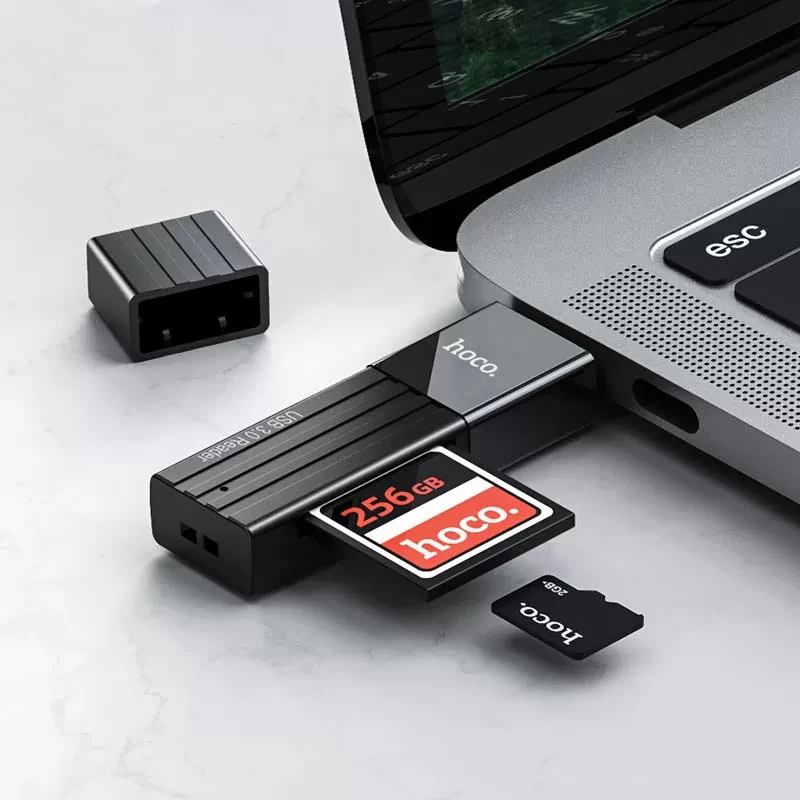 Кардридер HOCO HB20 Mindful USB 3.0 SD/microSD Чёрный - фото 2 - id-p226761458