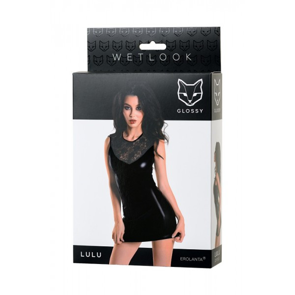 Платье Glossy Lulu из материала Wetlook, черное, XL - фото 5 - id-p227325094