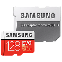 Карта памяти Samsung EVO Plus microSDXC 128Gb HA/RU Class10 UHS-I U3 + SD Adapter