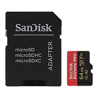 Карта памяти SanDisk Extreme Pro microSDXC 64Gb UHS-I U3 + SD Adapter