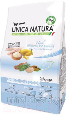 Сухой корм для кошек Unica Natura Outdoor треска, рис, банан - фото 1 - id-p227326717