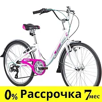 Велосипед NOVATRACK 24 quot; ANCONA 7.V, алюм.рама 12 quot;, белый, 7-скор, TY300/RS35/TZ500, V-brake