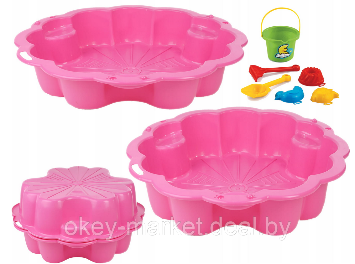 Детская песочница - бассейн с крышкой XXL 3Toysm , цвет розовый - фото 3 - id-p62891542