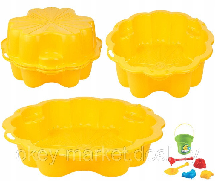 Детская песочница - бассейн с крышкой XXL 3Toysm , цвет желтый - фото 1 - id-p127029559
