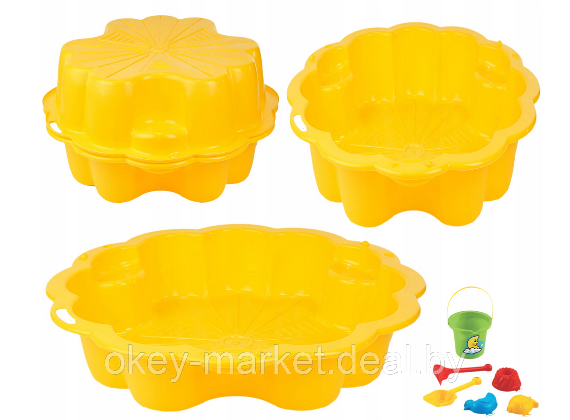 Детская песочница - бассейн с крышкой XXL 3Toysm , цвет желтый - фото 4 - id-p127029559