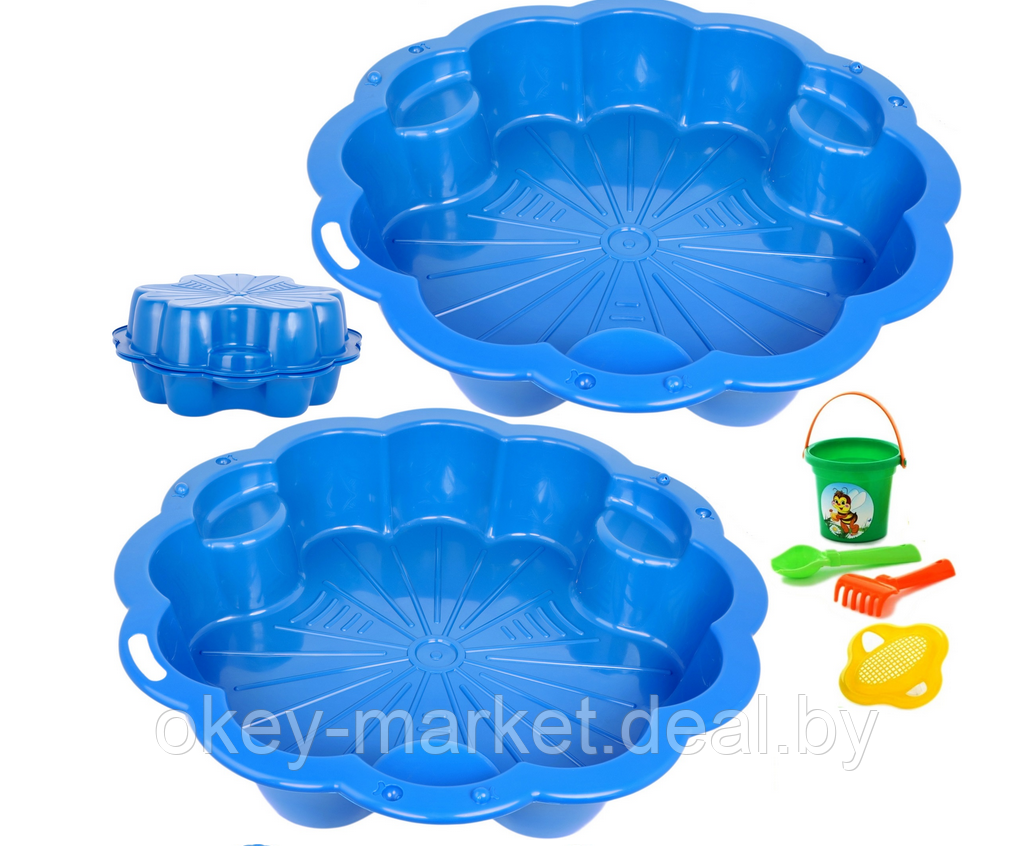 Детская песочница - бассейн с крышкой XXL 3Toysm , цвет синий - фото 9 - id-p62891509