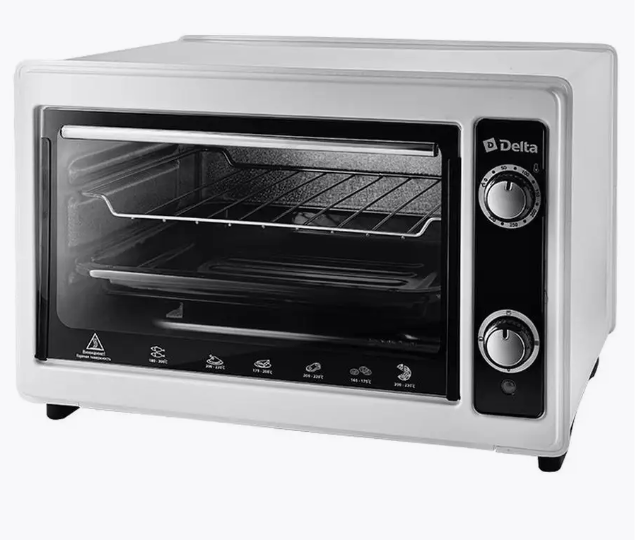 Настольная духовка мини печь электрическая Delta D-0122 белый жарочный шкаф для дачи выпечки хлеба - фото 1 - id-p224311066