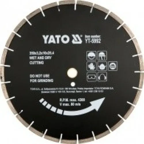 Круг алмазный 350x25,4мм (сегмент черный) "Yato"---АКЦИЯ!!! - фото 1 - id-p197437980