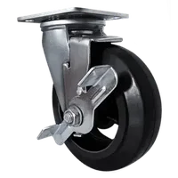 Большегрузное обрезиненное поворотное колесо с тормозом SCdb 42