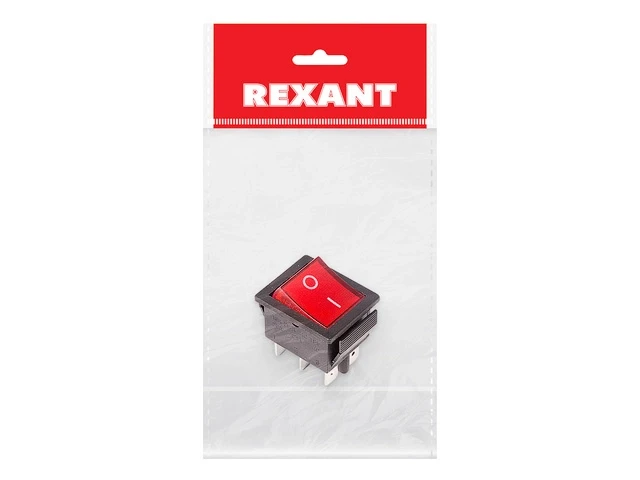 Выключатель клавишный 250V 15А (6с) ON-ON (RWB-506, SC-767) красный с подсветкой (инд.уп.) REXANT - фото 1 - id-p197453033