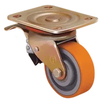 Большегрузное полиуретановое поворотное колесо с тормозом ED01 VBP 100F