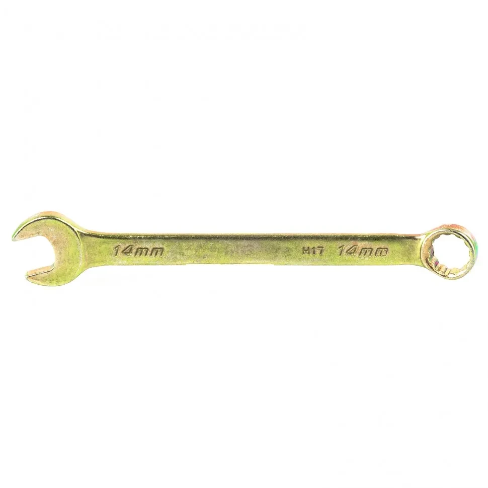 Ключ комбинированный, 14 мм, желтый цинк Сибртех - фото 1 - id-p197451630
