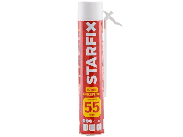 Пена монтажная бытовая всесезонная STARFIX Foam 55 (750мл) (Выход пены до 55 литров) - фото 1 - id-p197463104