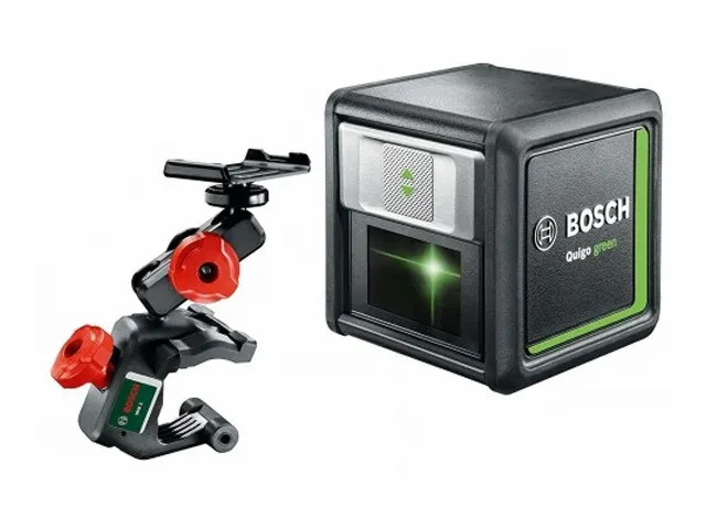 Нивелир лазерный BOSCH QUIGO Green с держателем в кор. (проекция: крест, до 12 м, +/- 0.80 мм/м, резьба 1/4") - фото 1 - id-p200122222
