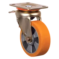 Большегрузное полиуретановое поворотное колесо с тормозом ED01 ABP 100F