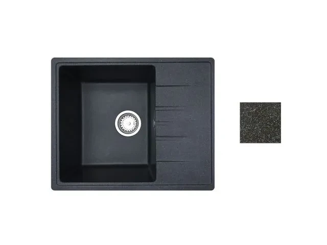 Мойка кухонная из искусственного камня PLATINUM черный 570х465 mm, AV Engineering - фото 1 - id-p199402738
