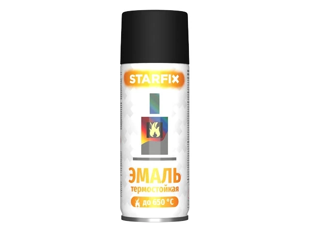 Краска-эмаль аэроз. термостойкая силиконовая черный STARFIX 520мл - фото 1 - id-p197454673