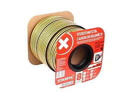 Уплотнитель "D" черный  9х8мм 100м (сдвоенный профиль 2х50м) STARFIX (SF1013-03)