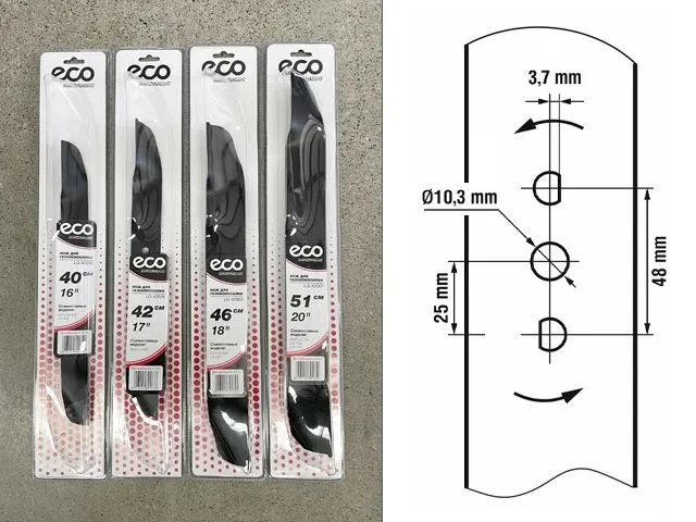 Нож для газонокосилки 46 см ECO (в блистере, для LG-533, LG-534, LG-633, LG-634) - фото 1 - id-p199404473