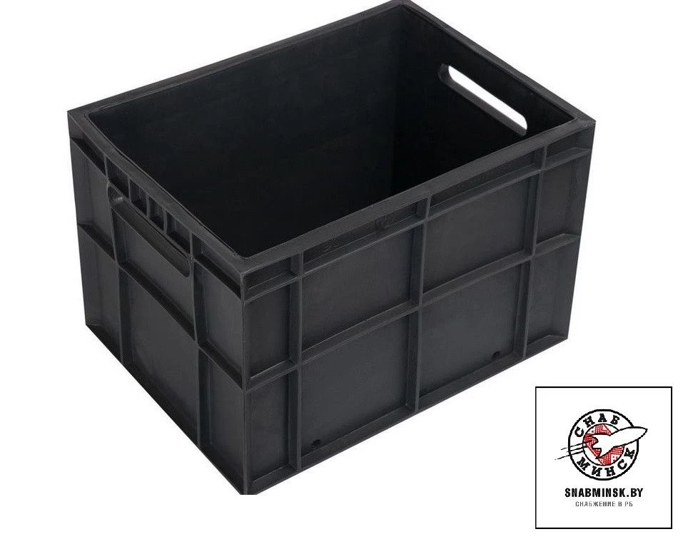 Ящик пластиковый №6 (400х300х280 мм) черный - фото 1 - id-p197482624