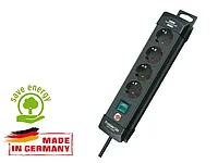 Удлинитель 1.8м (4 роз., 3.3кВт, с/з, выкл., ПВС) черный Brennenstuhl Premium-Line (провод 3х1,5мм2, сила тока
