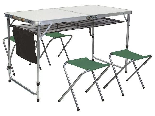 Стол складной влагостойкий с карманом для мелочей и 4 стула (набор), ARIZONE - фото 1 - id-p197476969
