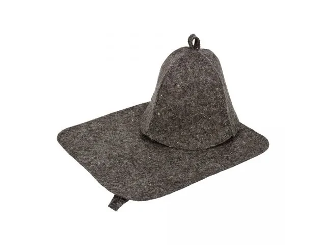 Набор для бани из 2-х предметов (шапка, коврик), серый, Hot Pot - фото 1 - id-p200368759