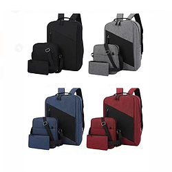 Рюкзак 3 в1 с USB и отделением для ноутбука  (набор из  рюкзака, наплечной сумки и кошелька)