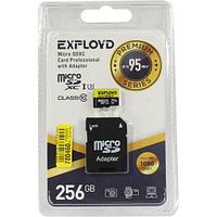 Карта памяти EXPLOYD EX256GCSDXC10UHS-1-ElU3-AD microSDXC 256Gb UHS-I U3 Class10 + microSD-- SD Adapter