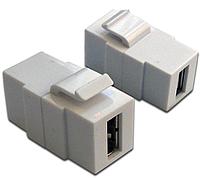 LANMASTER LAN-OK-USB20-AA/V-WH Модуль Keystone, USB 2.0, тип A, мама-мама, 180 градусов, белый