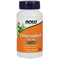 Хлорофилл CHLOROPHYLL 100 мг NOW Foods, 90 веган.капс.