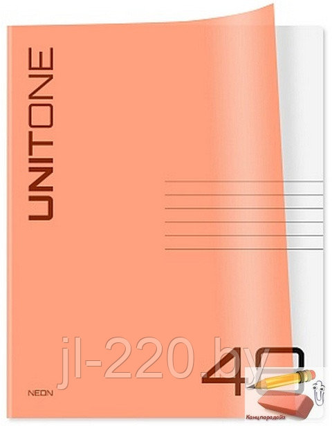 Тетрадь А5 BG UniTone Neon, 48 листов, пластиковая обложка, неон, оранжевый, арт.Т5ск48_пл12473