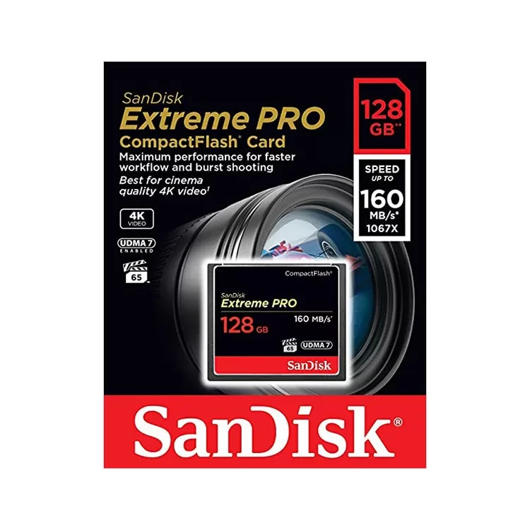 Карта памяти SanDisk Extreme Pro CF 128 GB VPG 65, UDMA 7 - фото 3 - id-p226761465