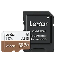 Карта памяти Lexar microSDXC 256Gb A2 V30 UHS-I U3 + SD Adapter