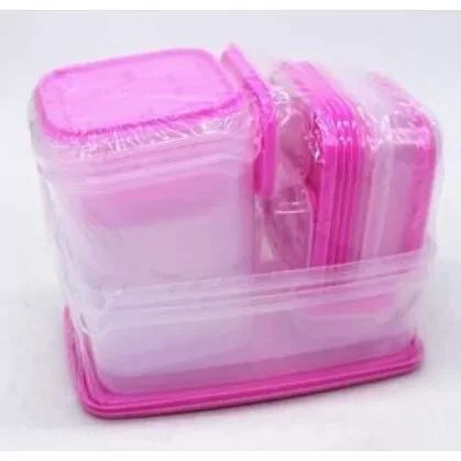 Контейнер для еды / пластиковый бокс, набор для сыпучих 17 штук (розовый) - фото 6 - id-p143613157